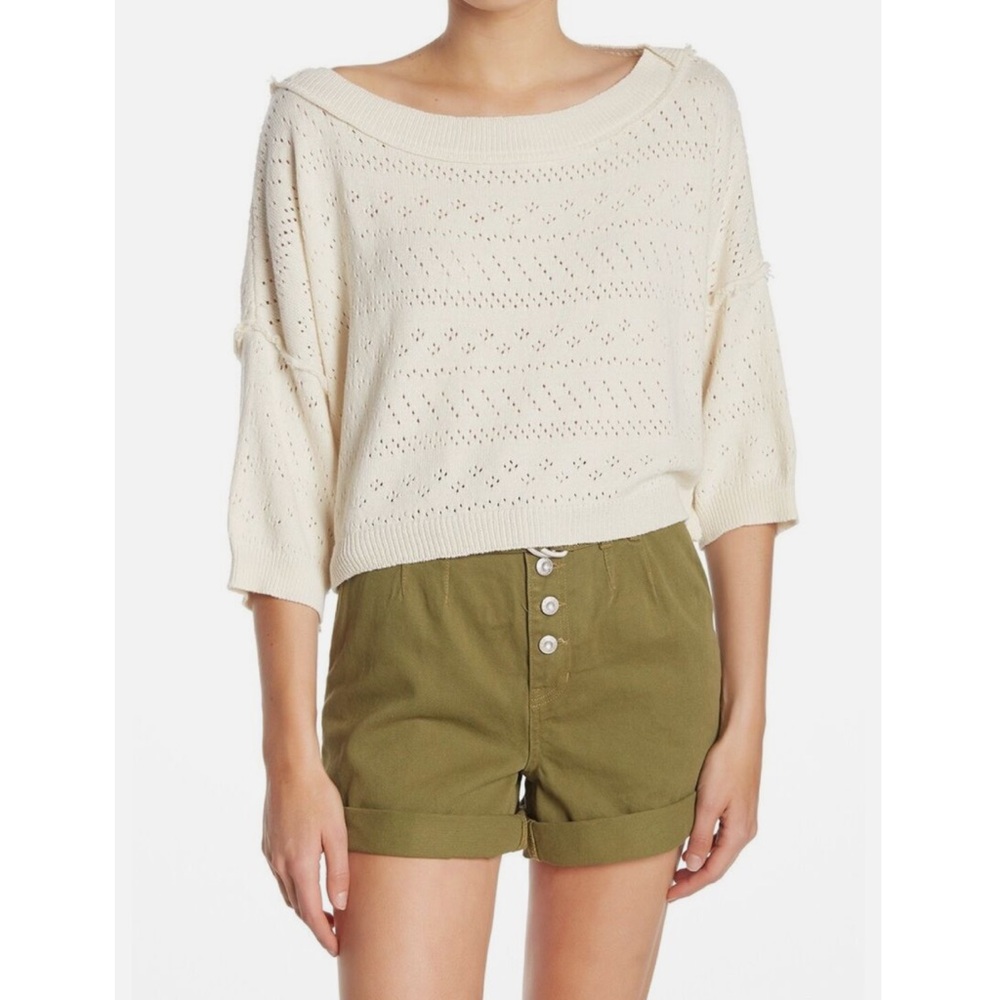 Free People Sand Castle Pullover Cropped Sweater